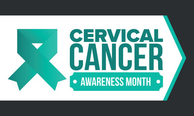 Cervical Cancer Awareness Month. Celebrate annual in January. Woman healthcare. Girl solidarity. Cancer prevention. Female disease. Medical healthcare concept. Poster, banner and background. Vector