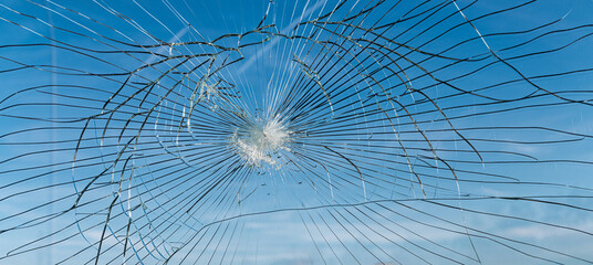 Smashed broken glass, damaged glass