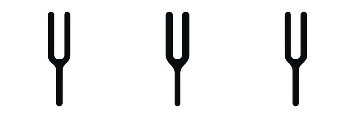 Tuning Fork Vector Icons Set – Medical Hearing Test Tool Silhouette Illustrations for Healthcare, Hospital, Otolaryngology, Neurology, and Diagnostic Examination Design