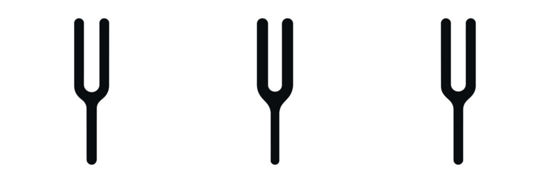Tuning Fork Vector Icons Set &ndash; Medical Hearing Test Tool Silhouette Illustrations for Healthcare, Hospital, Otolaryngology, Neurology, and Diagnostic Examination Design