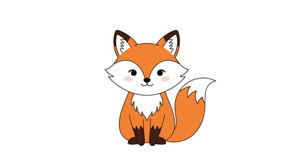 Obraz premium A cute cartoon illustration of a fox sitting.