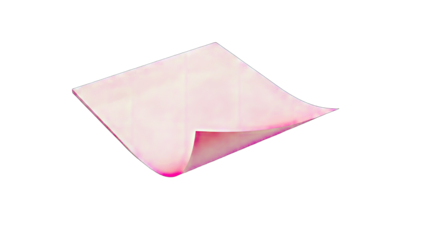 Pink Paper Sheet with Curled Corner on White Background