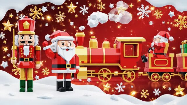 Festive holiday scene with classic characters and decorative elements