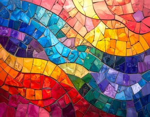 Fototapeta premium Colorful mosaic tile pattern creates a vibrant and artistic background surface