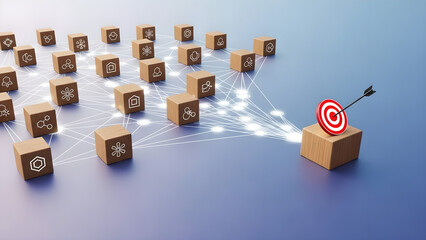 Target Arrow Business Network Strategy Blue Background Copy Space