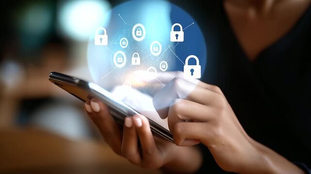 Entering PIN code for secure mobile access faceless hands typing defocused digital lock icons background data protection interface smartphone security system encrypted