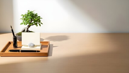 Japanese table with bonsai