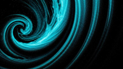 Abstract fluid art with shimmering turquoise glitter on a dark background. Cosmic liquid texture for modern design and creative wallpapers.