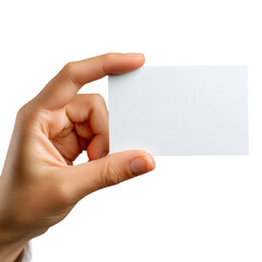 Obraz premium A person holding a blank white card with their fingers against a black background