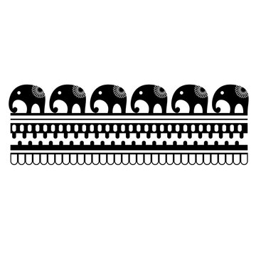 Indian Ethnic Elephant Pattern Ornamental Seamless Border