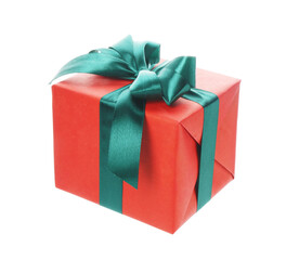 Beautiful Christmas gift box isolated on white