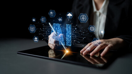 AI Assistant Brain Processor with LLM Technology, Big Data, Machine Learning, Generative AI for Business Support, Future Agentic AI Technology and Artificial Intelligence Prompt Engineering. Spline