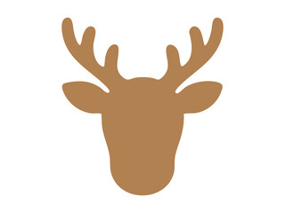 Obraz premium Golden silhouette of christmas reindeer head, isolated on white background. concept of wildlife, antlers, festive, christmas decor, holiday season, rustic design element