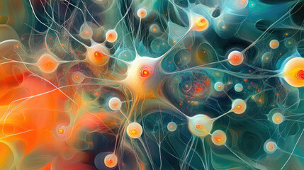 An abstract view of the neural network, presenting a vivid and intricate depiction of the human mind AI Generative