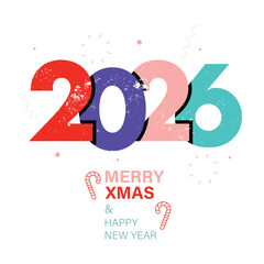 Merry Christmas And Happy New Year Card Vector Design.