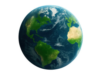 Earth globe spinning on transparent background, showing north america, south america, europe, and africa continents