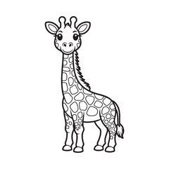 Obraz premium A cute cartoon giraffe coloring page for children's activities