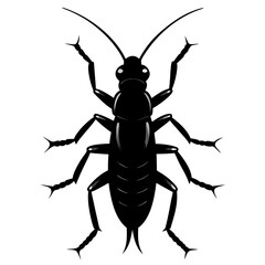 Earwig Black Silhouette Vector – Clean White Background Design