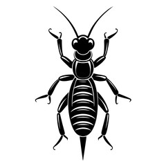 Earwig Black Silhouette Vector – Clean White Background Design