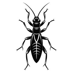 Earwig Black Silhouette Vector – Clean White Background Design