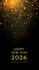 Happy New Year 2026 Celebration Text with People Celebrating, Festive Party Background