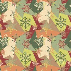 Seamless geometry pattern with snowflakes. Winter holiday, Christmas pattern 