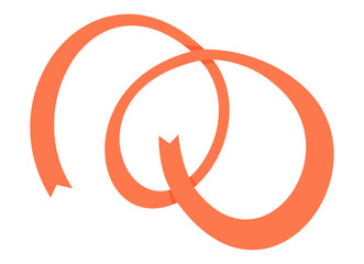 Ribbon swirl. Curled wavy holiday tape decoration. Decorative wave, curve flow with loops.Festive holiday design element