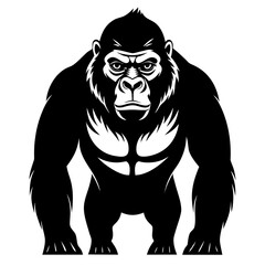 Eastern Gorilla Silhouette Vector – Minimal Design on White Background