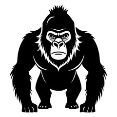 Eastern Gorilla Silhouette Vector – Minimal Design on White Background