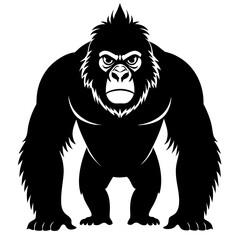 Eastern Gorilla Silhouette Vector – Minimal Design on White Background