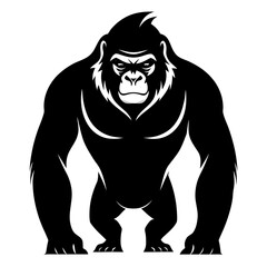 Eastern Gorilla Silhouette Vector – Minimal Design on White Background