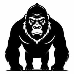 Eastern Gorilla Silhouette Vector – Minimal Design on White Background