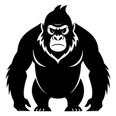 Eastern Gorilla Silhouette Vector – Minimal Design on White Background