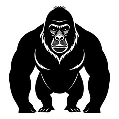 Eastern Gorilla Silhouette Vector – Minimal Design on White Background