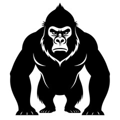 Eastern Gorilla Silhouette Vector – Minimal Design on White Background