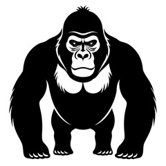 Eastern Gorilla Silhouette Vector – Minimal Design on White Background