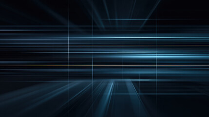Obraz premium Futuristic linear grid tech background dark blue light streaks digital motion blur sleek neon glow