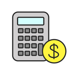 家計、電卓とお金、節約、カラー