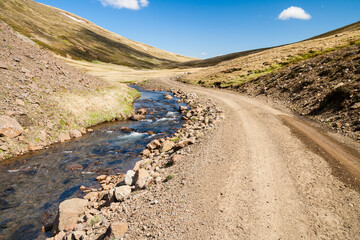small road in the highlands of iceland