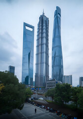 Naklejka premium Shanghai Lujiazui Financial District Skyscrapers with Modern Architecture