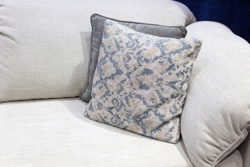 Decorative cushions on the sofa, close-up