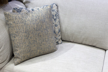Decorative cushions on the sofa, close-up