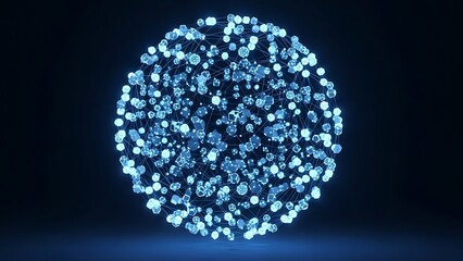 Blue glowing sphere 3D design concept on a black background vector illustration