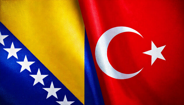 トルコの国旗とボスニア・ヘルツェゴビナの国旗(Turkey flag & Bosnia and Herzegovina flag.)

