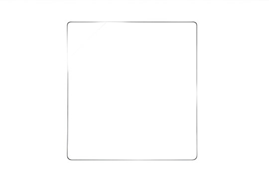 Glass rectangular frame with rounded corners and light effects, clear transparent background template
