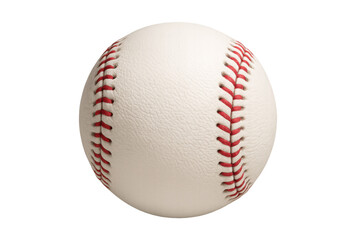 Baseball with red stitching on a transparent background for sports, game, and competition themes