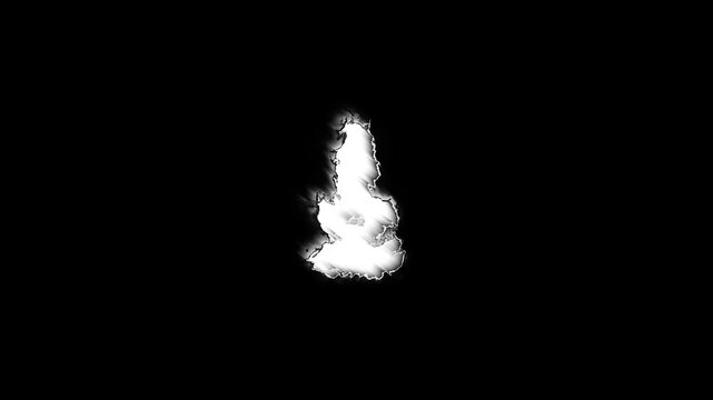 Film burn video transitions. Ash Gray texture. Animated paper burning on fire background. High quality 4k footage