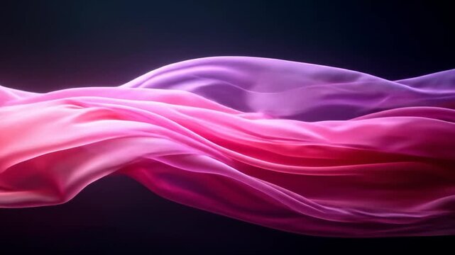 Elegant Pink and Purple Fabric Flowing in the Wind, a Symphony of Motion and Color
