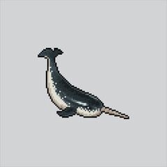 Pixel art illustration Arctic Narwhal. Pixelated Narwhal Animal. Arctic Narwhal Animal Icon pixelated for the pixel art game and icon for website and video game. old school retro. © Collaborapix