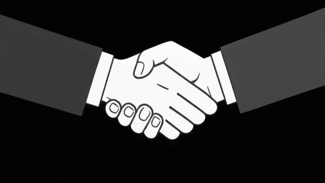 Handshake, con business hand shake. Micro animation, cartoon, clip art, Illustration, sign, 